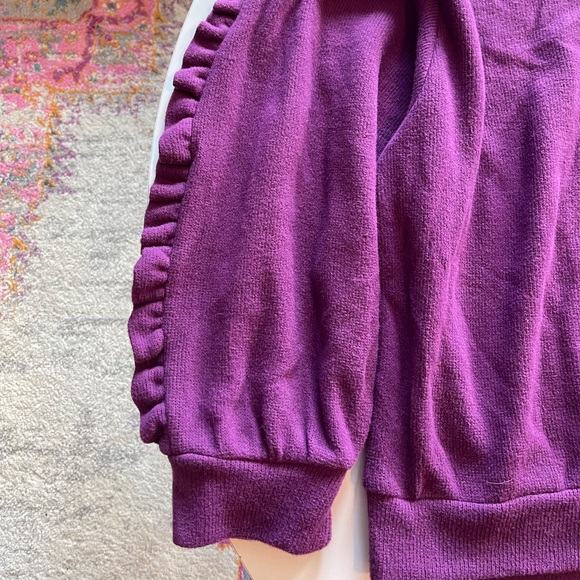 A New Day Purple Sweatshirt with Ruffle Sleeve - Picture 3 of 4